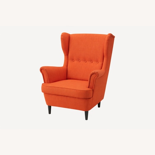 Used IKEA STRANDMON Orange Fabric Armchair for sale on AptDeco