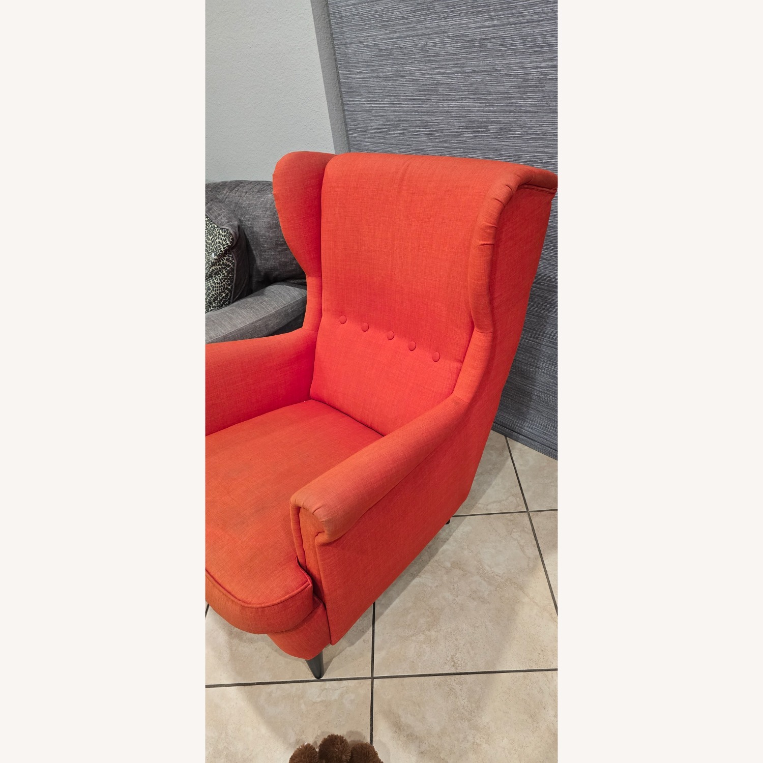 IKEA STRANDMON Orange Fabric Armchair - image-2