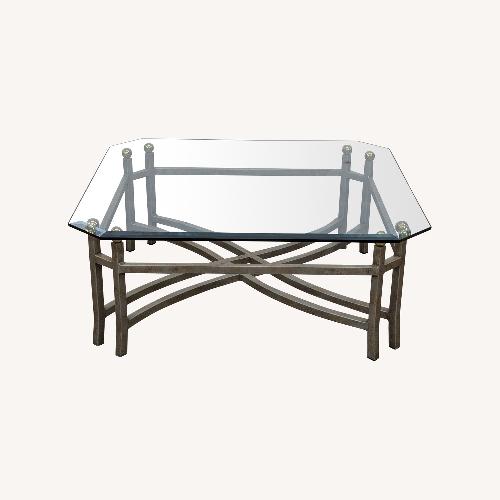 Used Wrought Iron Glass Top Coffee Table	 for sale on AptDeco