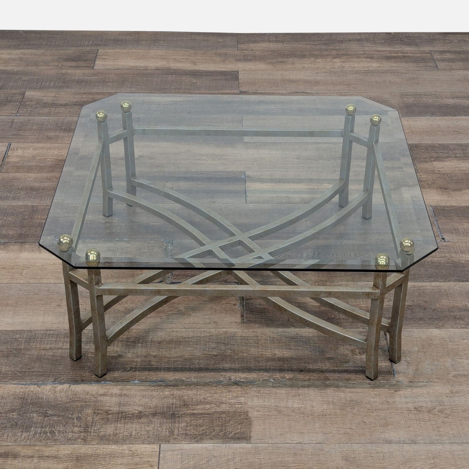 Wrought Iron Glass Top Coffee Table	 - image-1