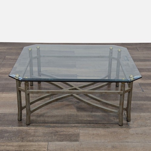 Used Wrought Iron Glass Top Coffee Table	 for sale on AptDeco
