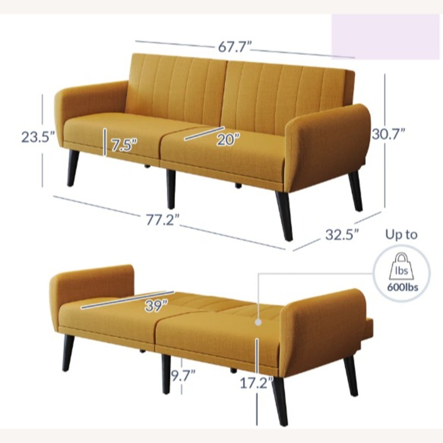 Wayfair Asloune Blue Linen Futon - image-1