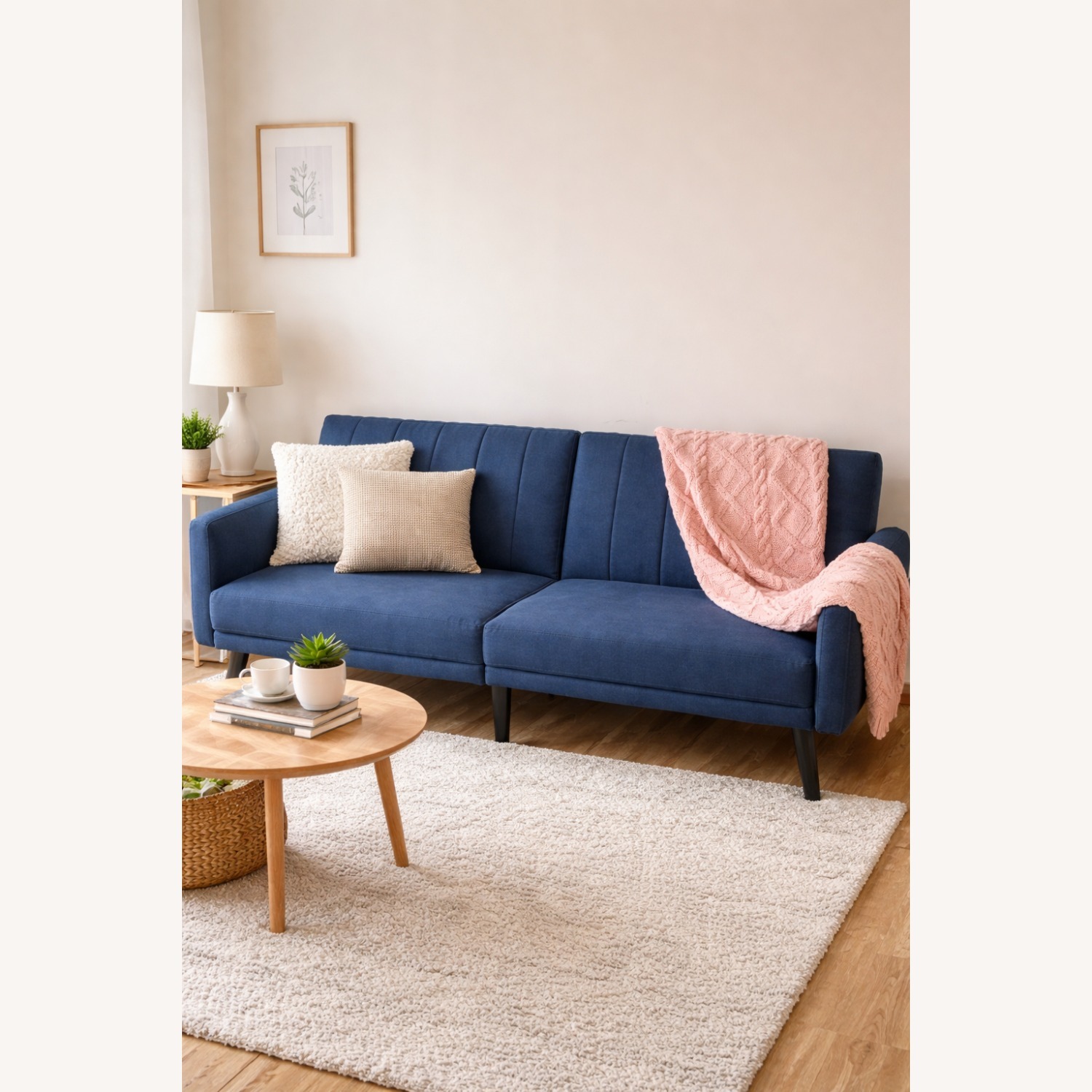 Wayfair Asloune Blue Linen Futon - image-2