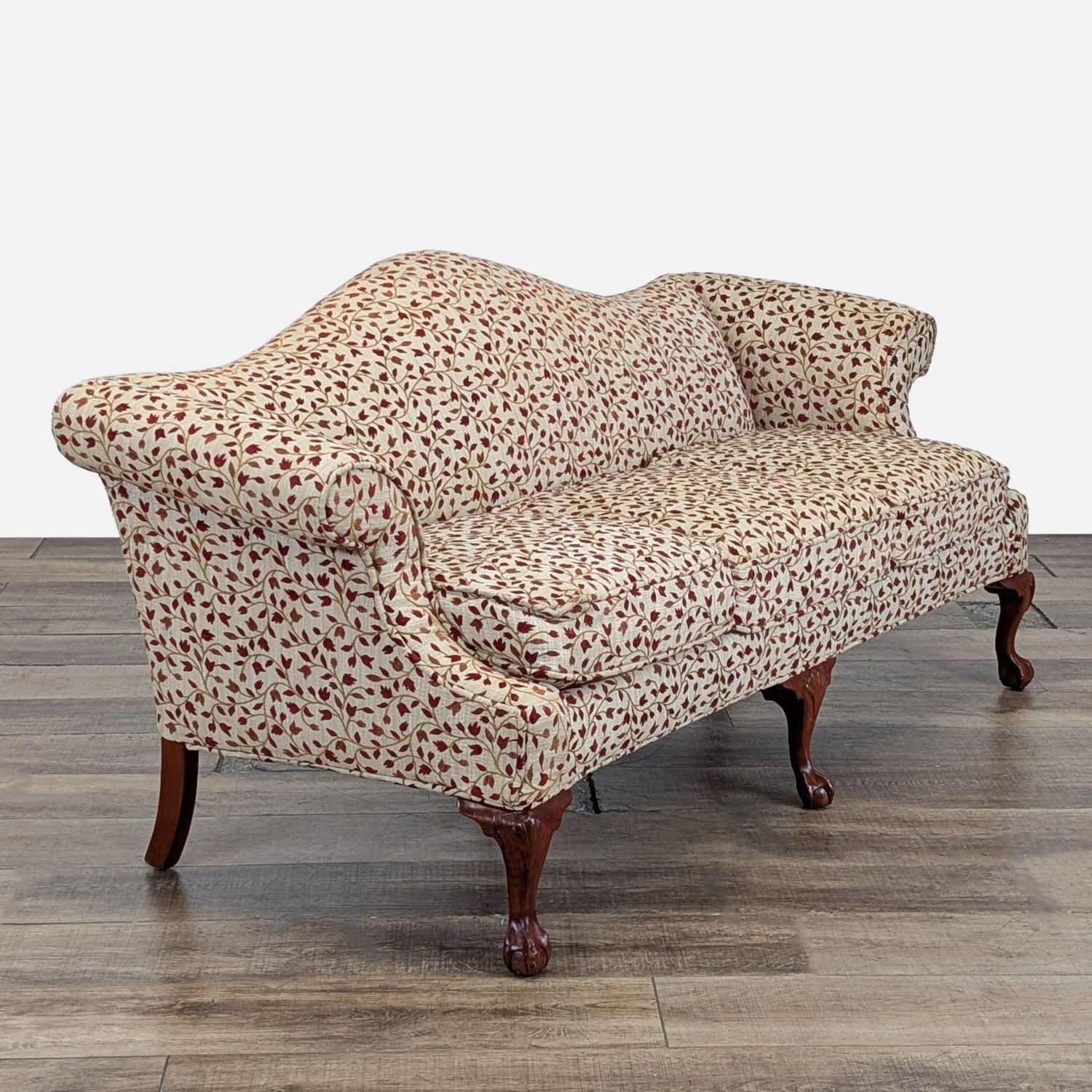 Camelback Sofa With Floral Upholstery	 - image-2