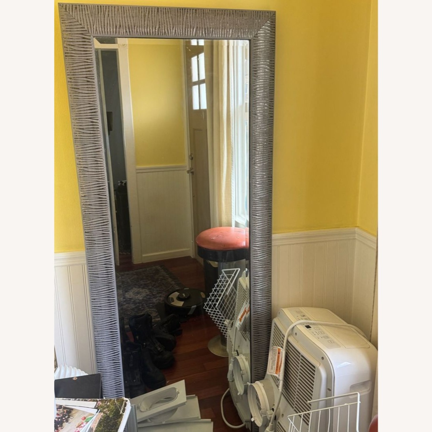 Carved Wood Frame Floor Mirror	 - image-1