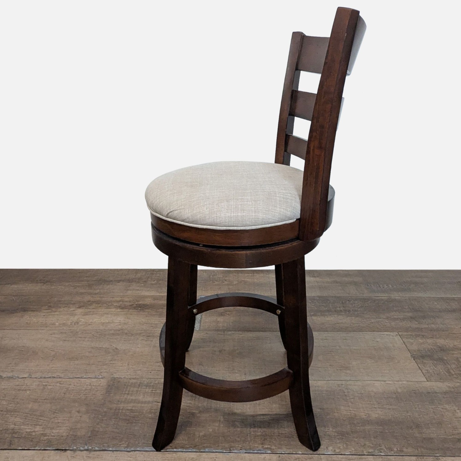 Wood Swivel Bar Stool with Upholstered Seat Stool - image-2