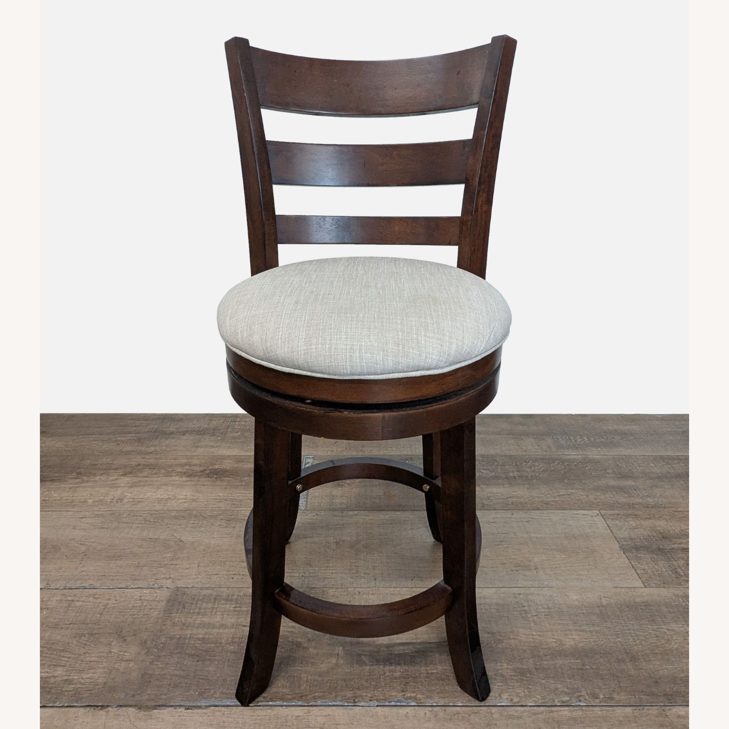 Wood Swivel Bar Stool with Upholstered Seat Stool - image-4