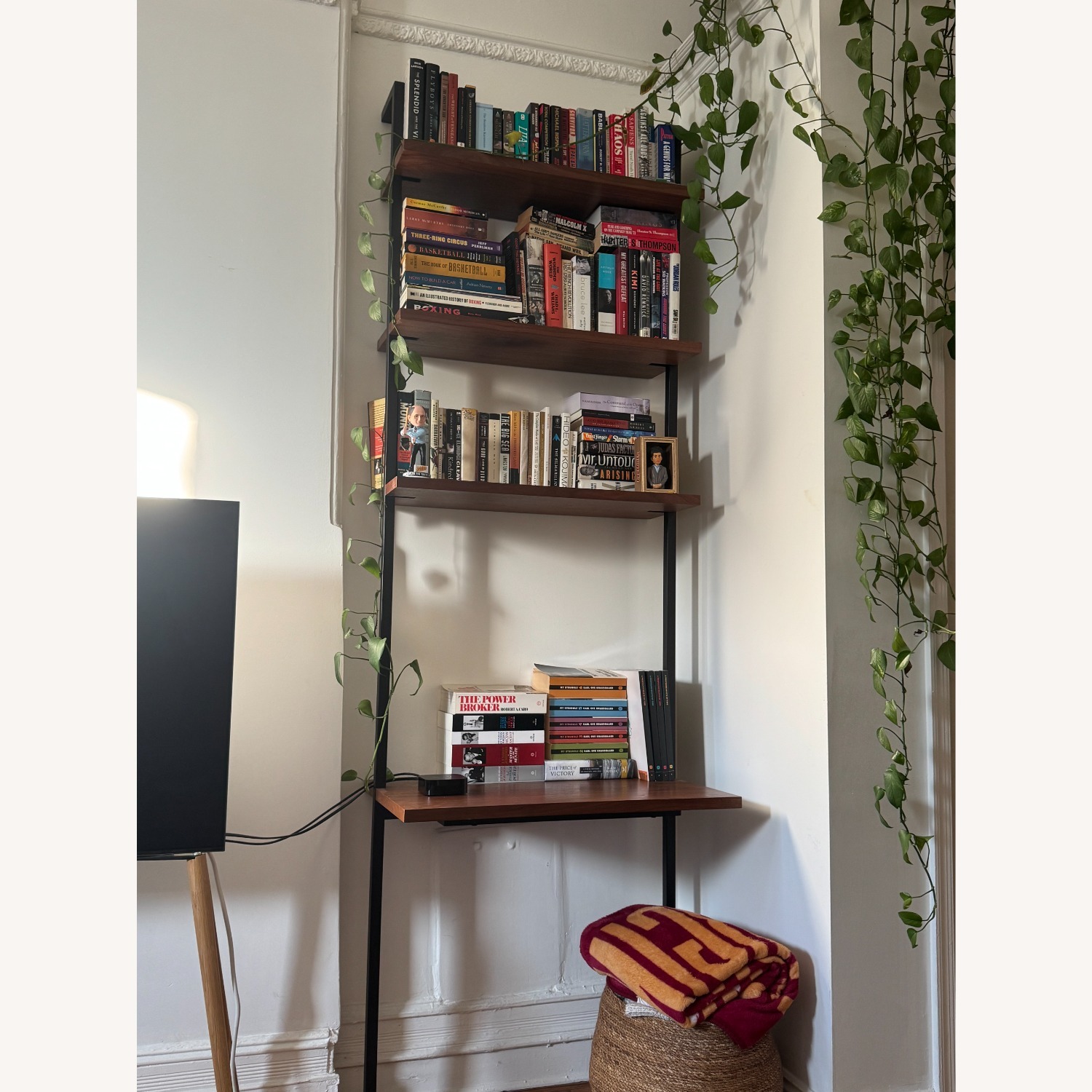 CB2 Helix Walnut Wood Wall Mount Desk with Shelves - image-3