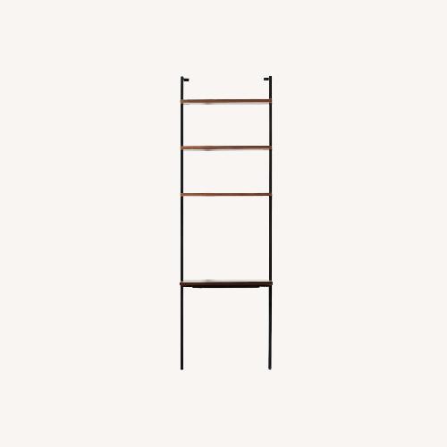 Used CB2 Helix Walnut Wood Wall Mount Desk with Shelves for sale on AptDeco