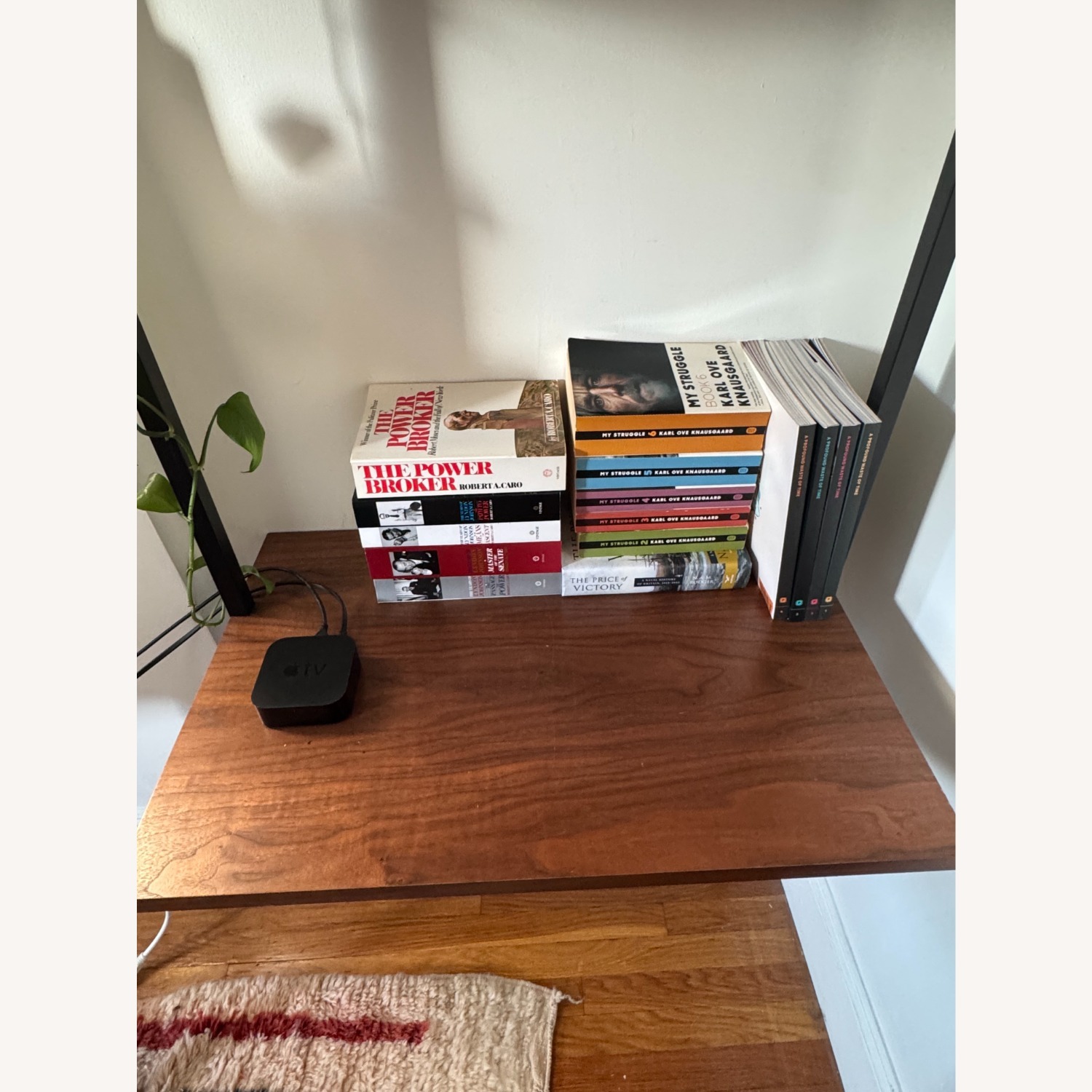 CB2 Helix Walnut Wood Wall Mount Desk with Shelves - image-5