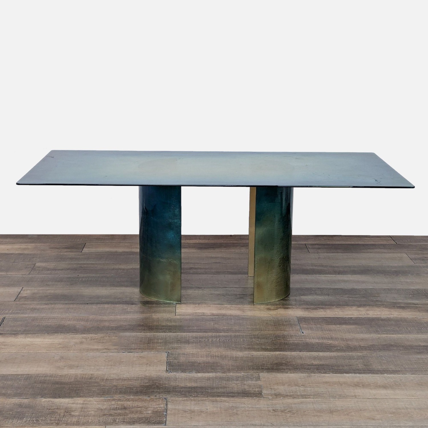 Modern 7-Piece Dining Set with Glass Table & Leather - image-6