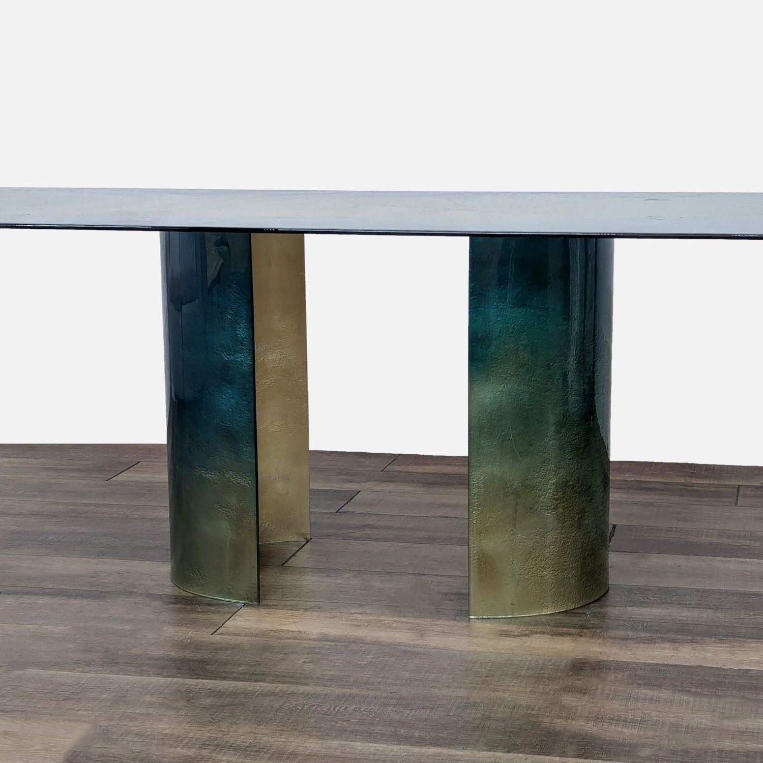 Modern 7-Piece Dining Set with Glass Table & Leather - image-7