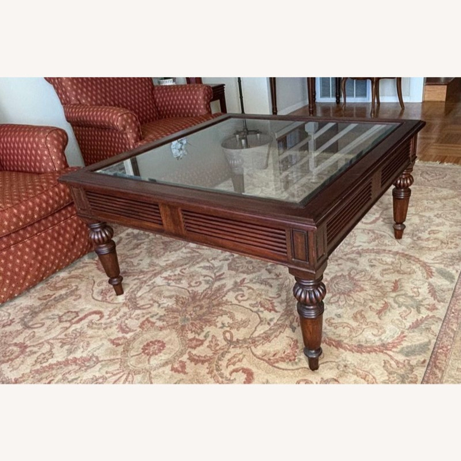 Glass Top Coffee Table with Turned Legs	 - image-1