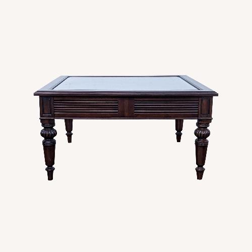 Used Glass Top Coffee Table with Turned Legs	 for sale on AptDeco