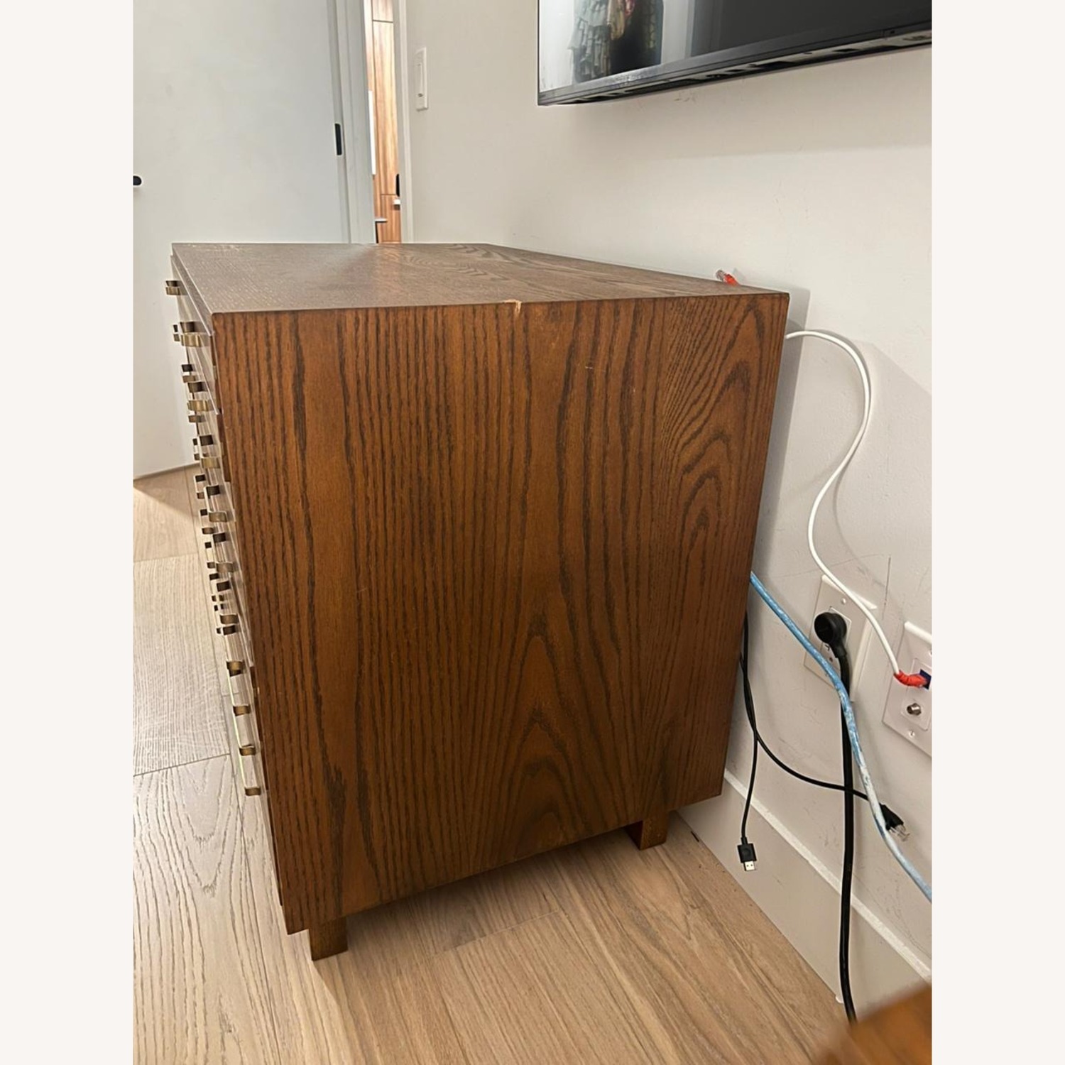 CB2 Inline Black Oak Wood 4-Drawer File Cabinet - image-4