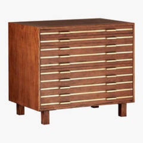 Used CB2 Inline Black Oak Wood 4-Drawer File Cabinet for sale on AptDeco