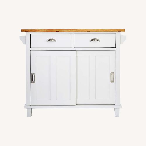 Used Crate & Barrel Belmont White Wood Kitchen Island for sale on AptDeco