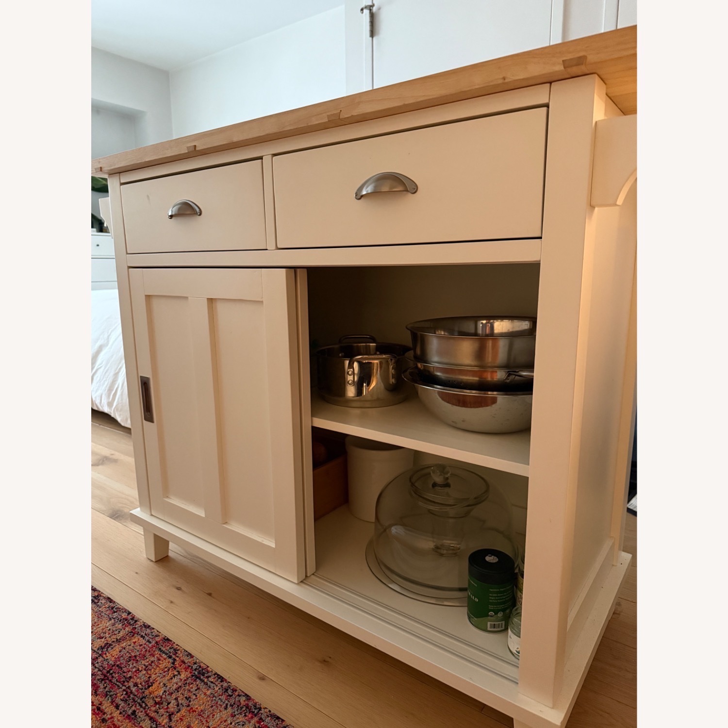 Crate & Barrel Belmont White Wood Kitchen Island - image-3