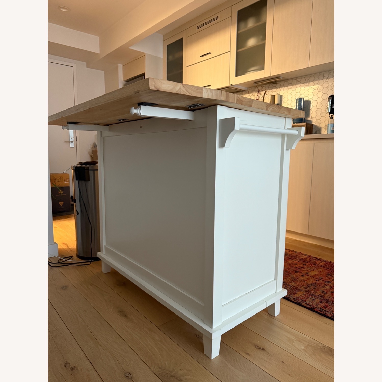 Crate & Barrel Belmont White Wood Kitchen Island - image-8