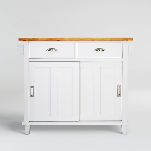 Used Crate & Barrel Belmont White Wood Kitchen Island for sale on AptDeco