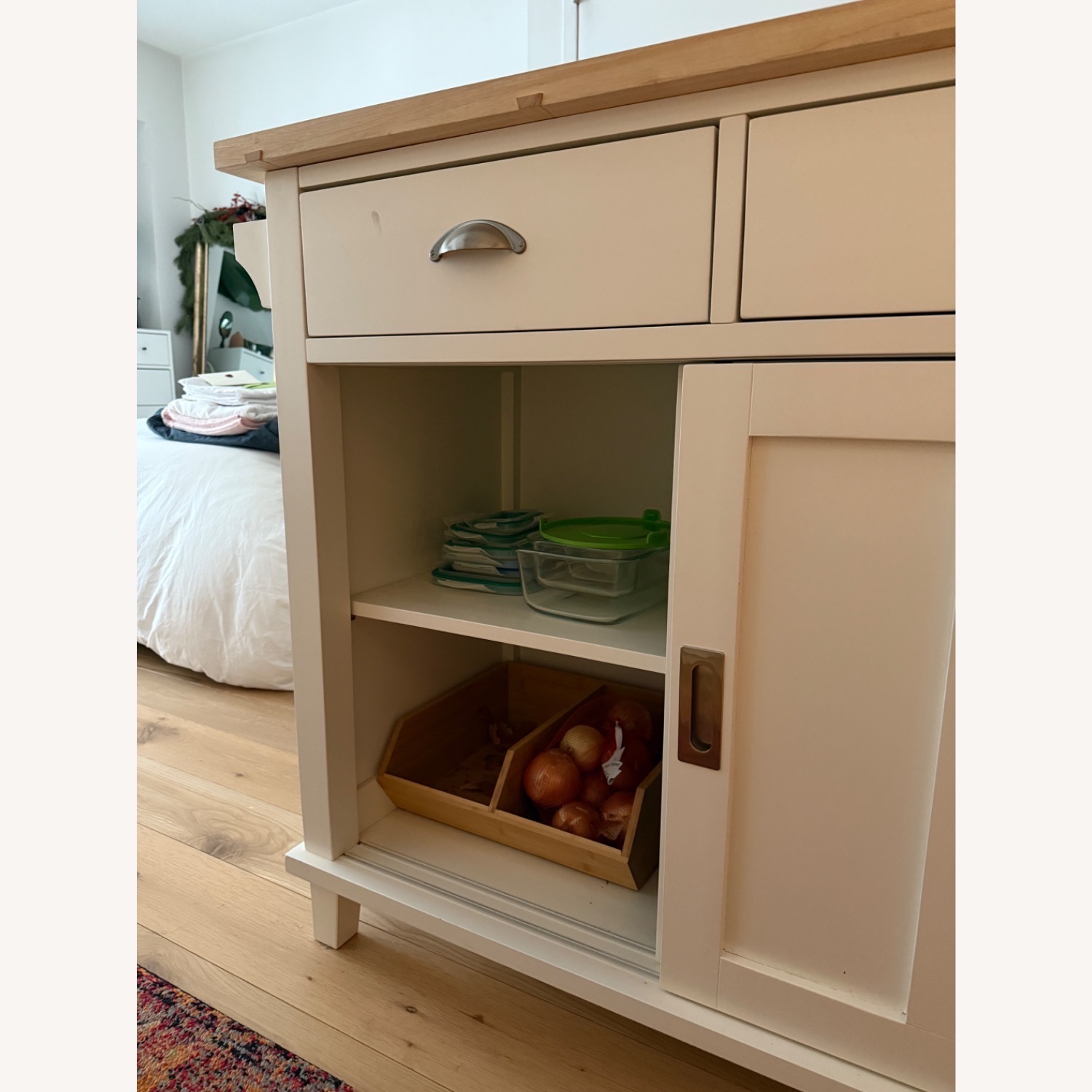 Crate & Barrel Belmont White Wood Kitchen Island - image-4