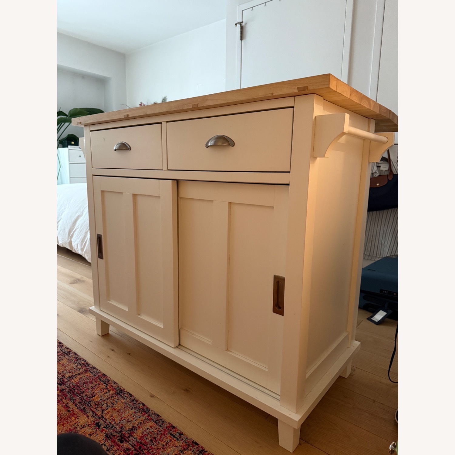 Crate & Barrel Belmont White Wood Kitchen Island - image-2