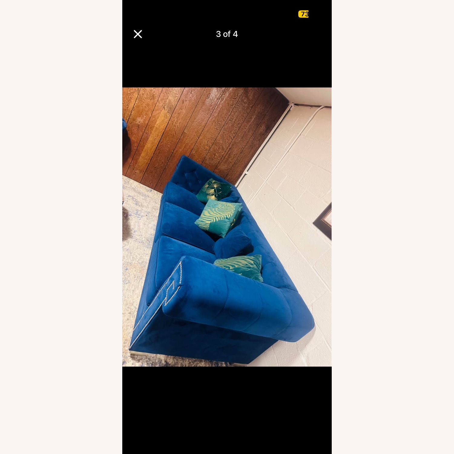 Blue Fabric 3+ Seater Sofa - image-3