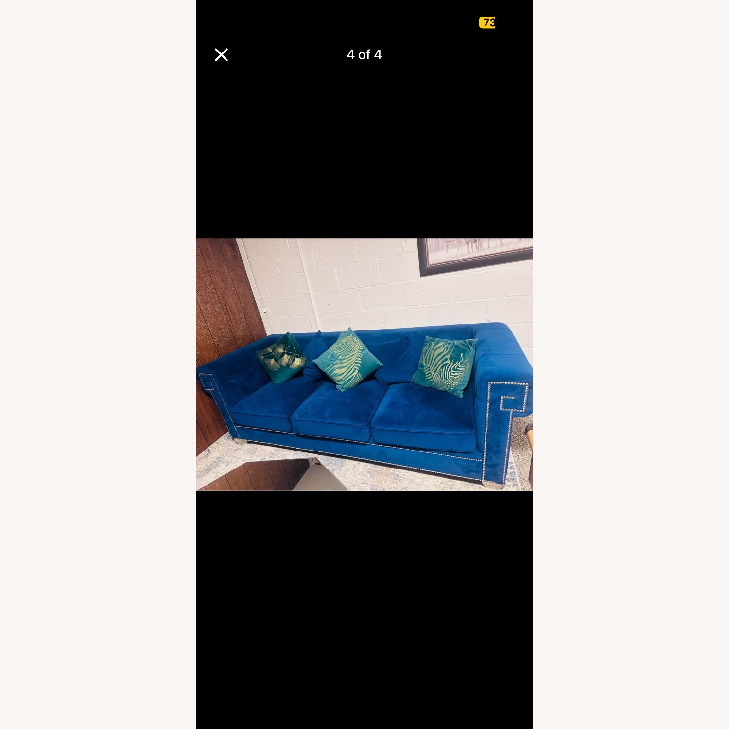 Blue Fabric 3+ Seater Sofa - image-2