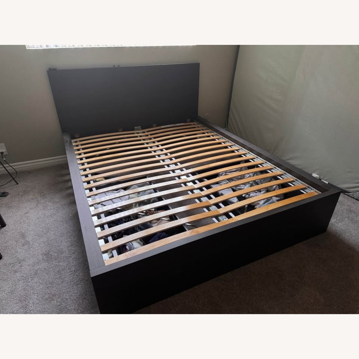 IKEA Malm Dark Brown Wood Queen Bed - image-1
