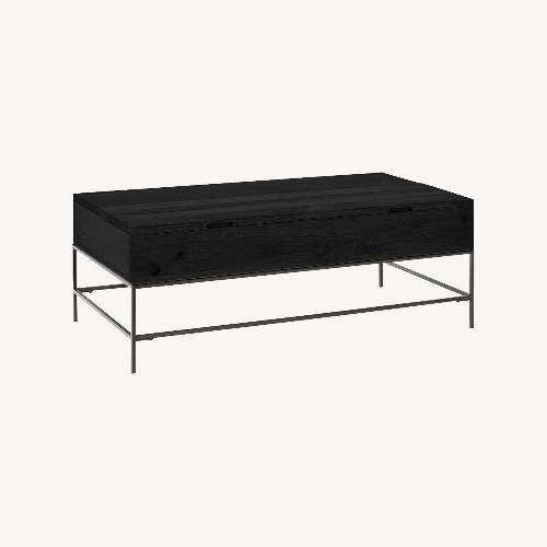 Used West Elm Industrial Black Wood Coffee Table for sale on AptDeco