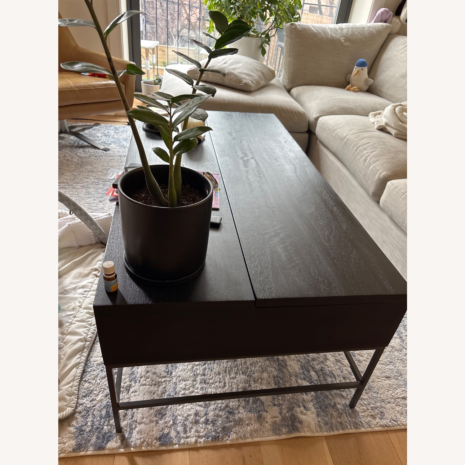 West Elm Industrial Black Wood Coffee Table - image-2
