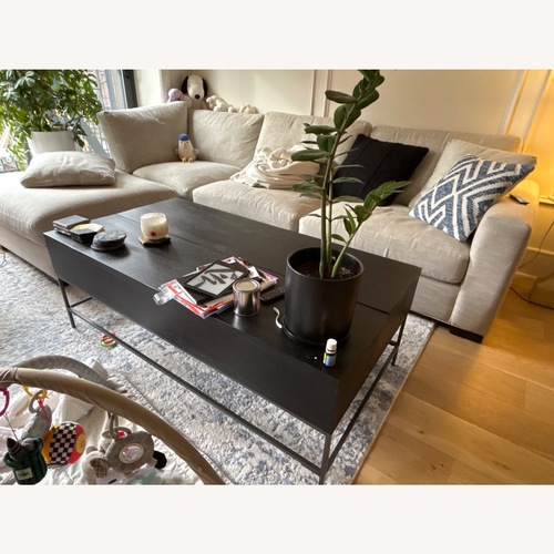 Used West Elm Industrial Black Wood Coffee Table for sale on AptDeco
