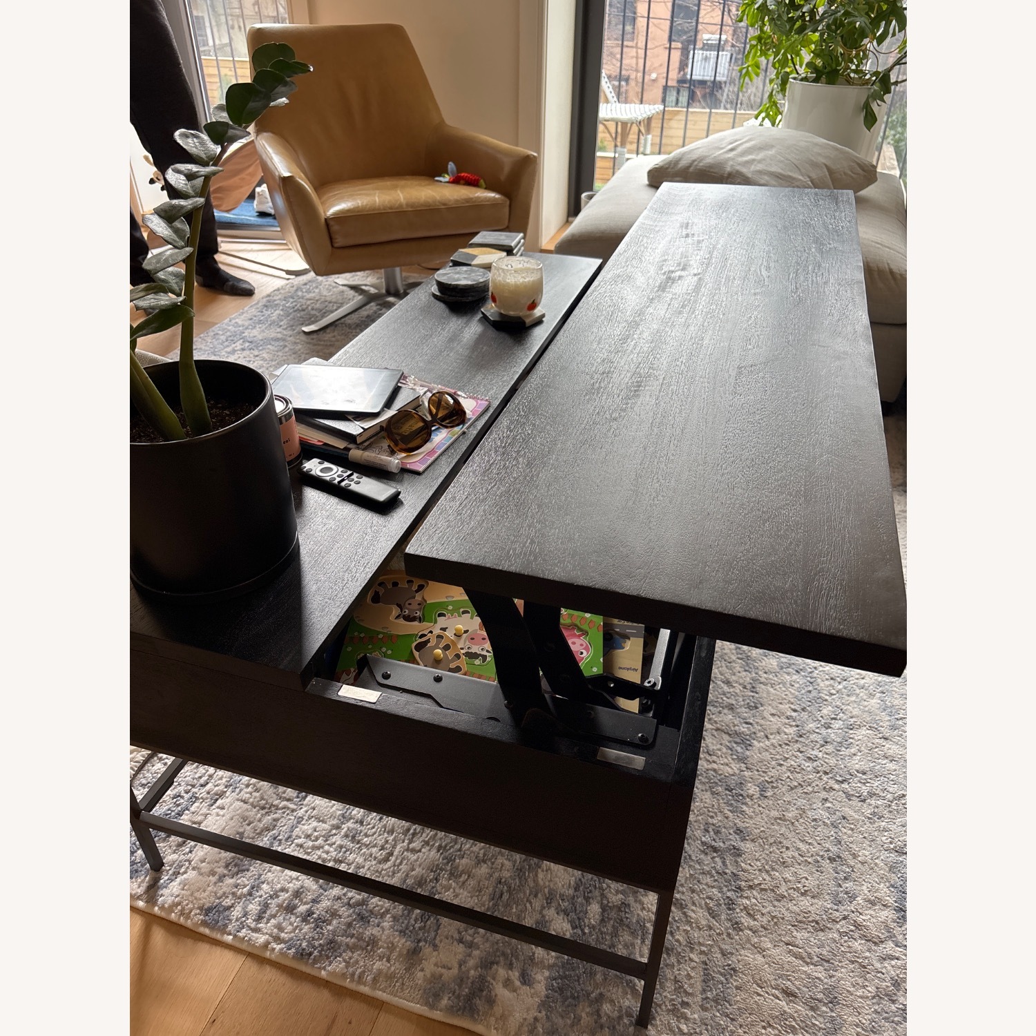 West Elm Industrial Black Wood Coffee Table - image-3