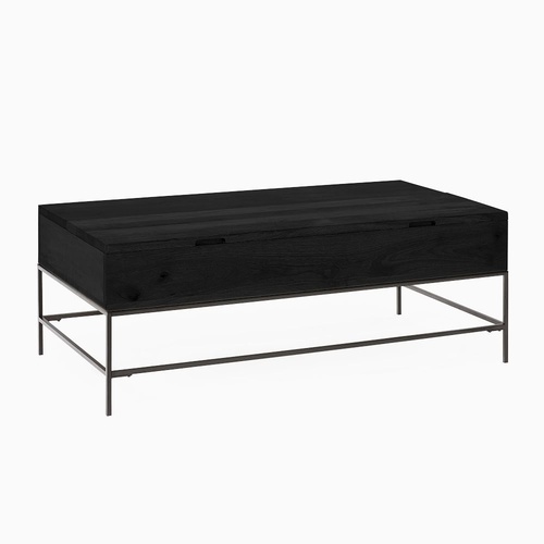 Used West Elm Industrial Black Wood Coffee Table for sale on AptDeco