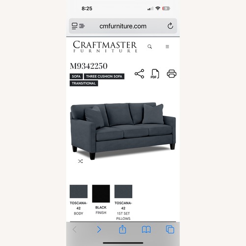 Used Craftmaster Dark Gray Microsuede 3 Seater Sofa for sale on AptDeco