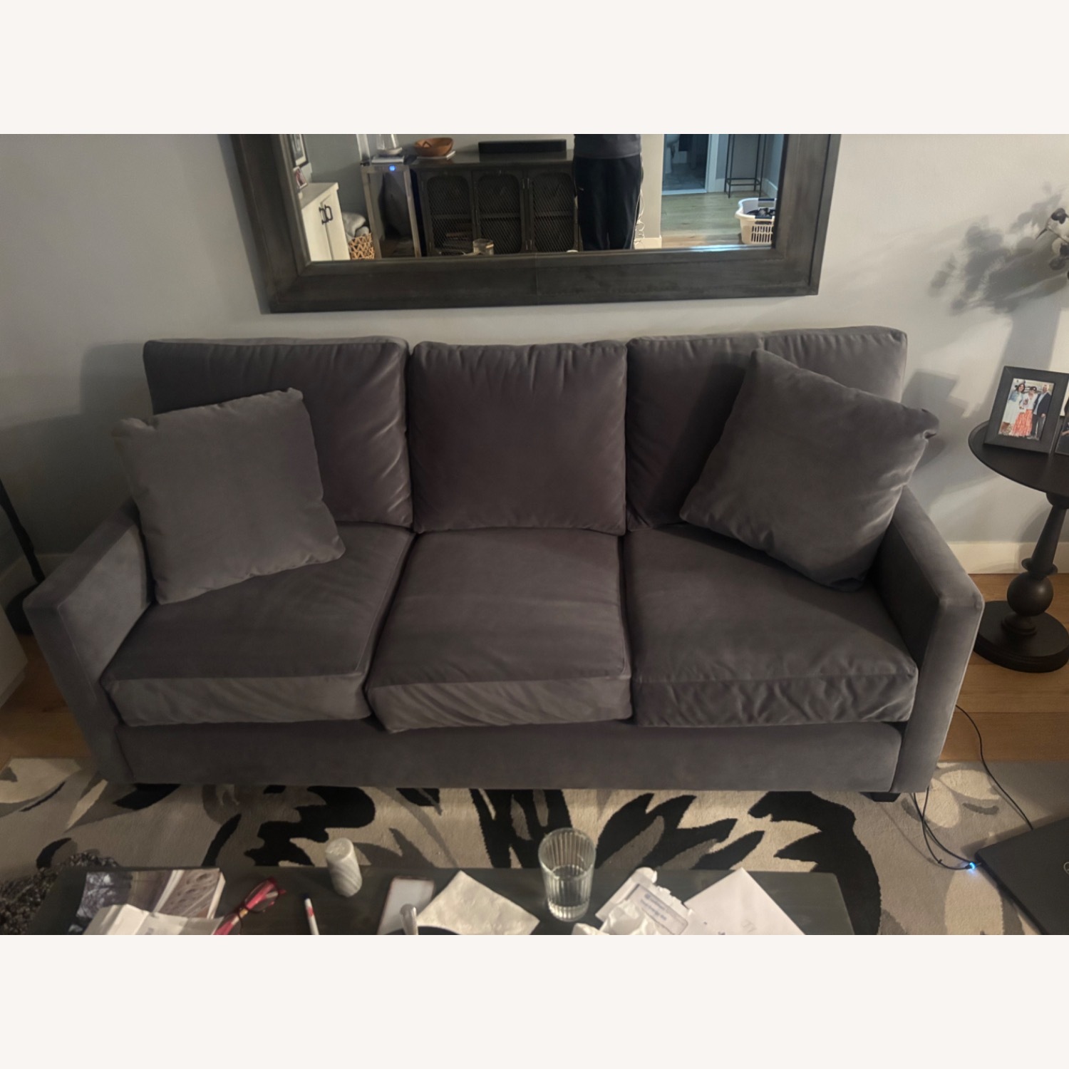 Craftmaster Dark Gray Microsuede 3 Seater Sofa - image-2