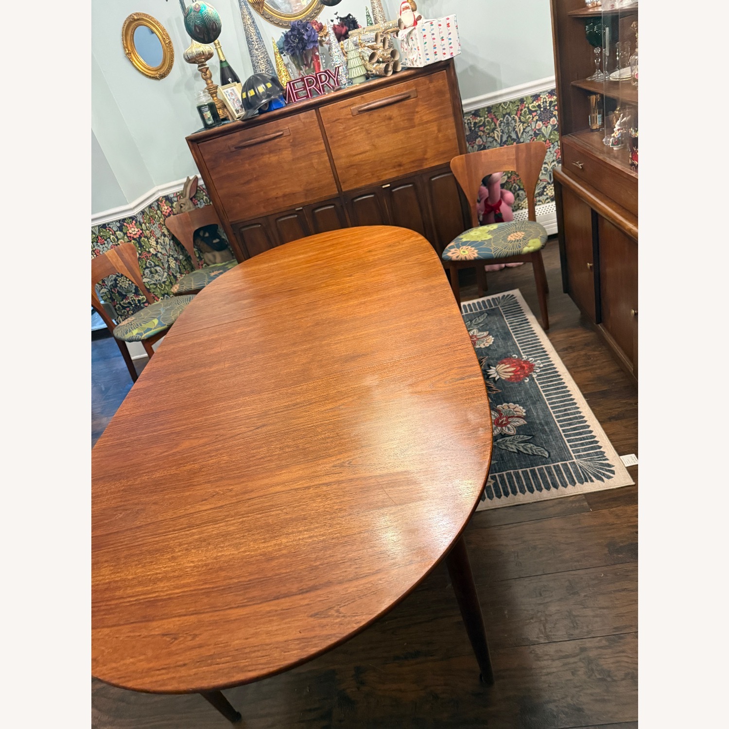 MCM Danish Teak Extendable Table 6 Chairs - image-3