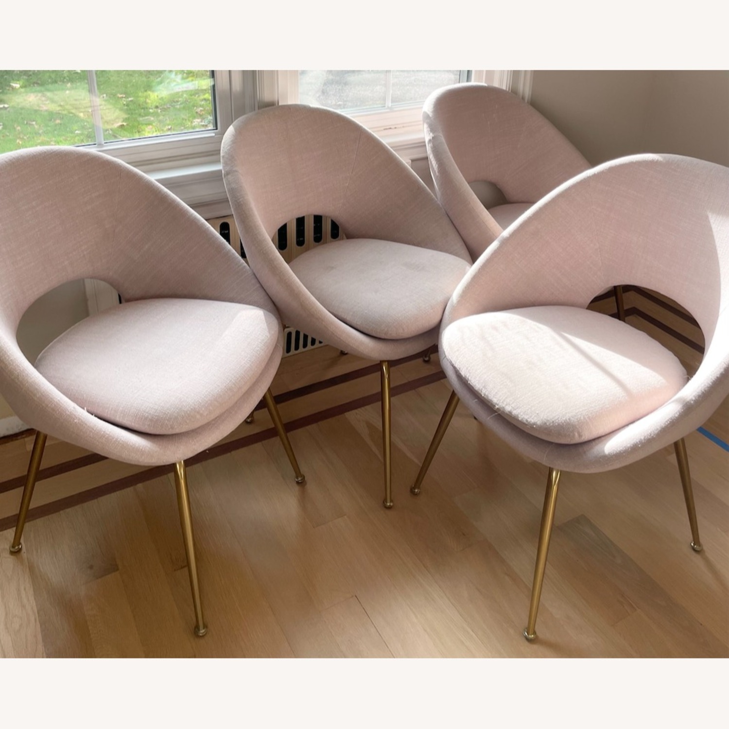 West Elm Orb Pink Linen Dining Chairs - image-2