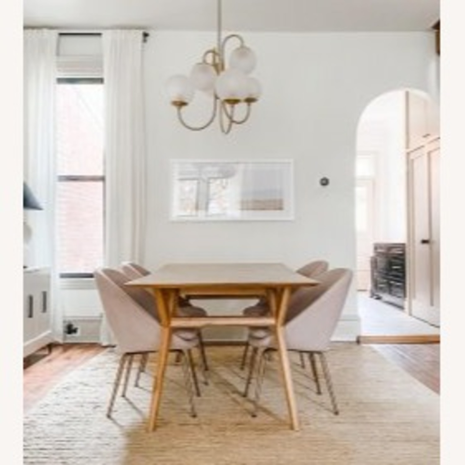 West Elm Orb Pink Linen Dining Chairs - image-11