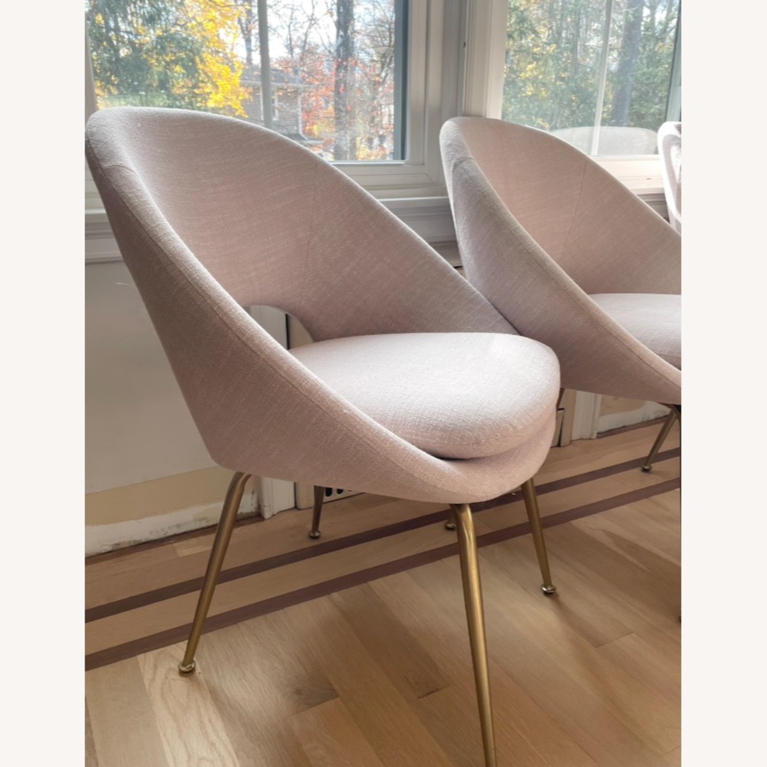 West Elm Orb Pink Linen Dining Chairs - image-13