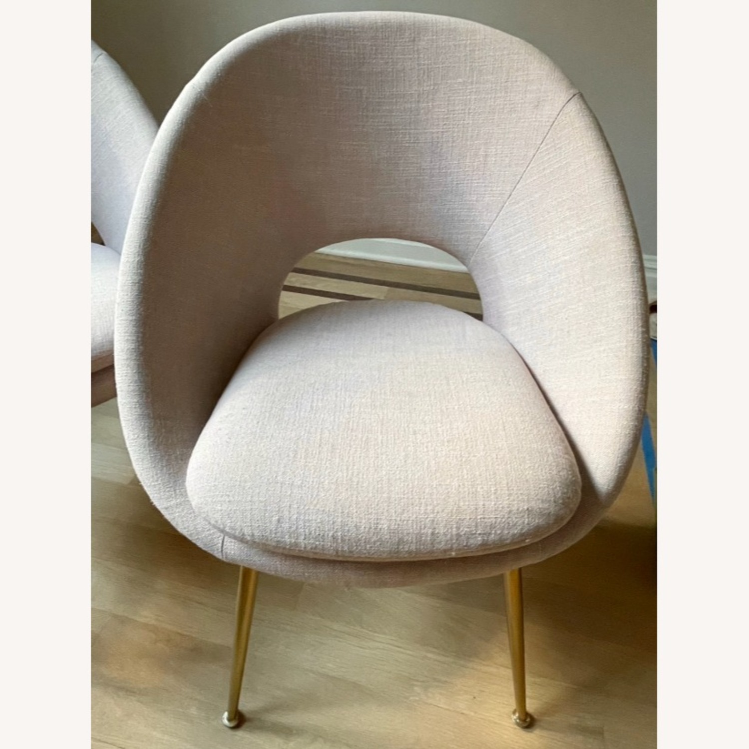 West Elm Orb Pink Linen Dining Chairs - image-3