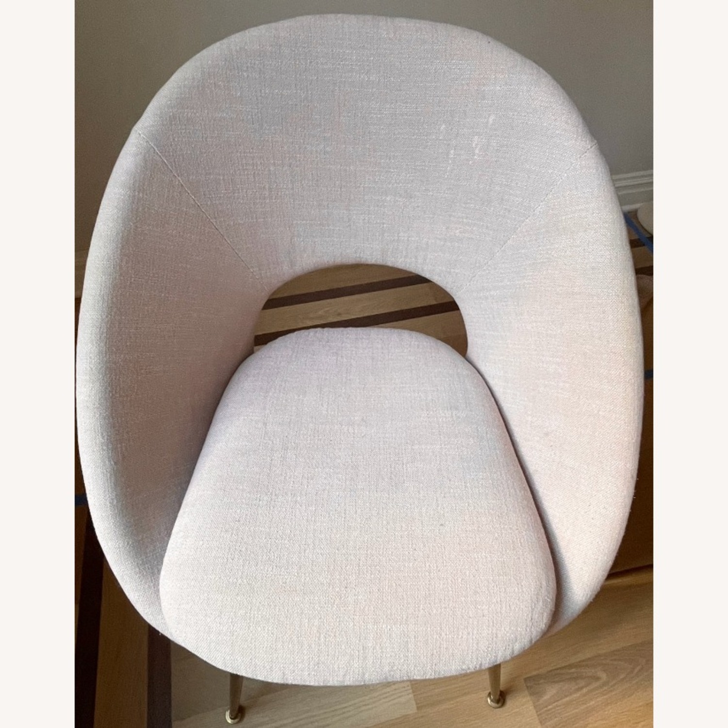 West Elm Orb Pink Linen Dining Chairs - image-5
