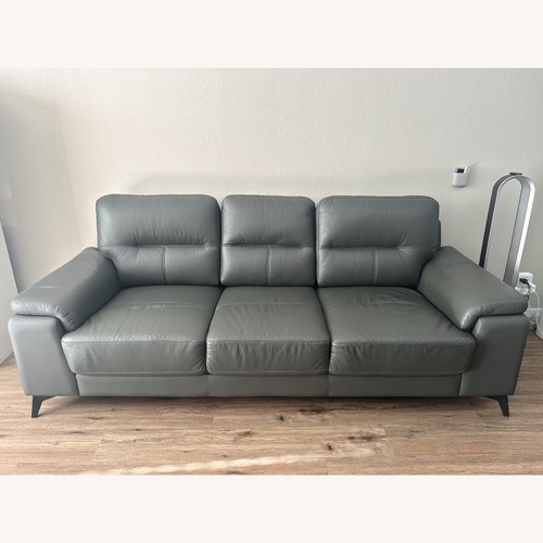 Used Mika Light Gray Leather 3+ Seater Sofa for sale on AptDeco