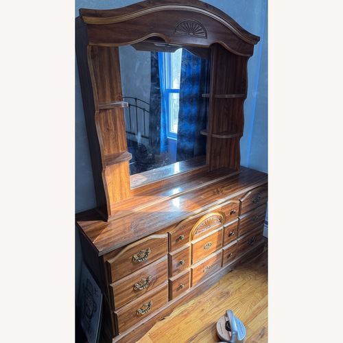 Used Light Brown Vintage Dresser (With Mirror) for sale on AptDeco