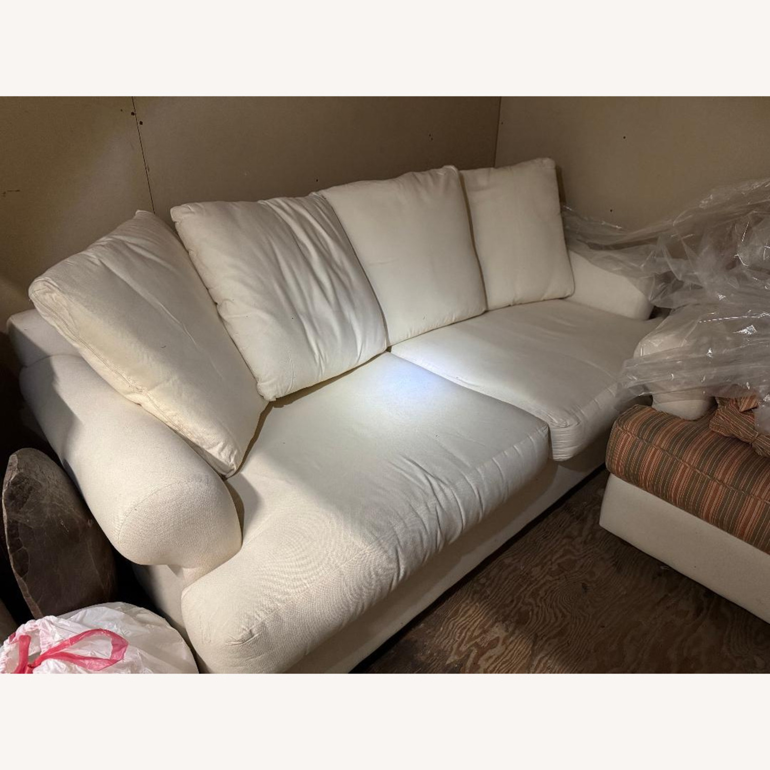 HD Buttercup White Fabric 3+ Seater Sofa - image-1