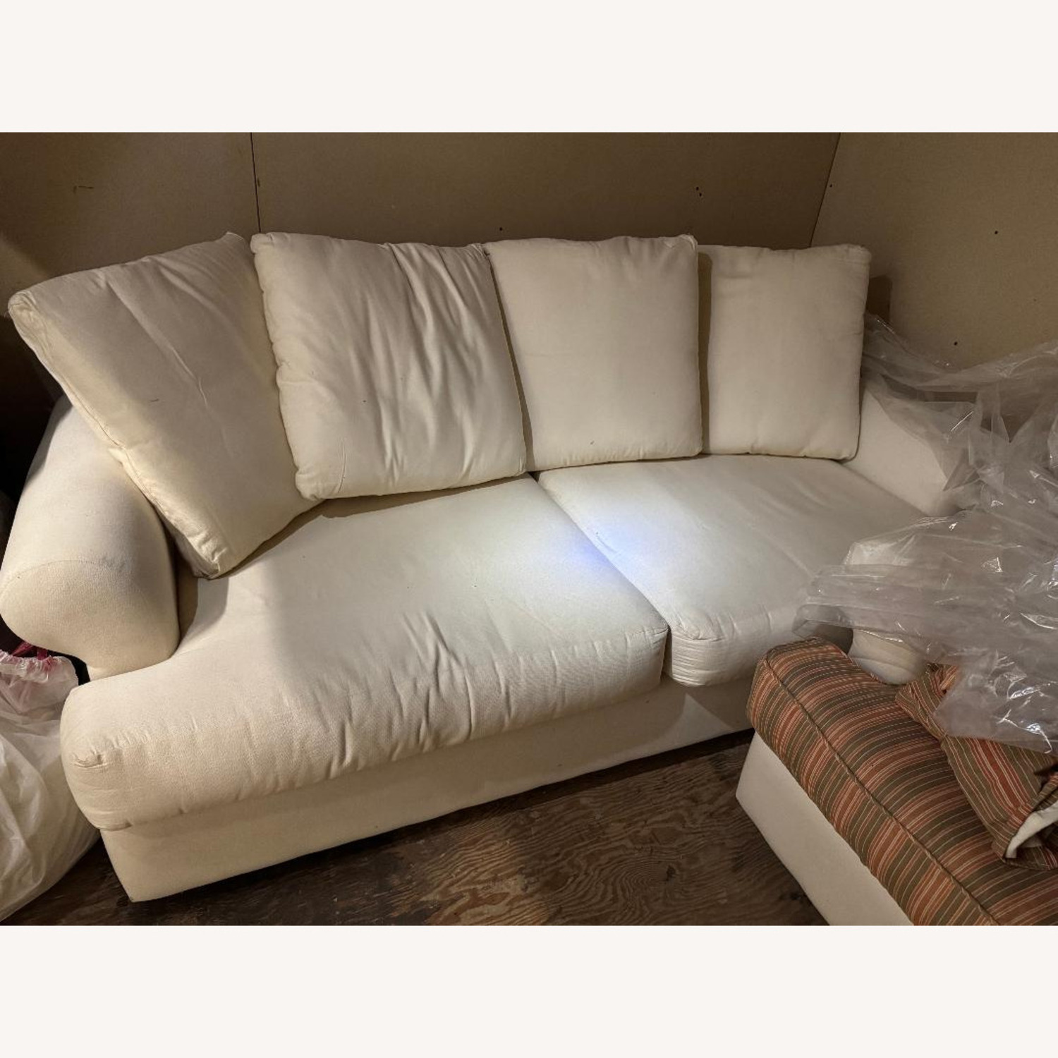 HD Buttercup White Fabric 3+ Seater Sofa - image-2