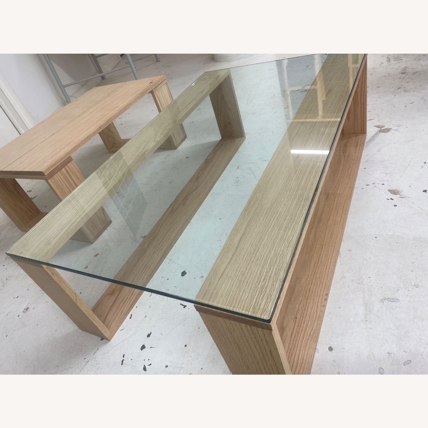 Modern Oak Wood Glass Coffee Table  - image-1
