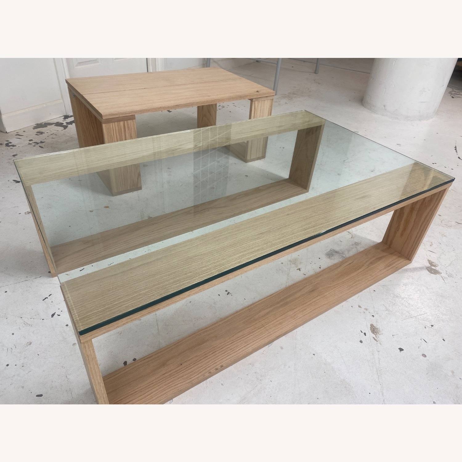 Modern Oak Wood Glass Coffee Table  - image-6
