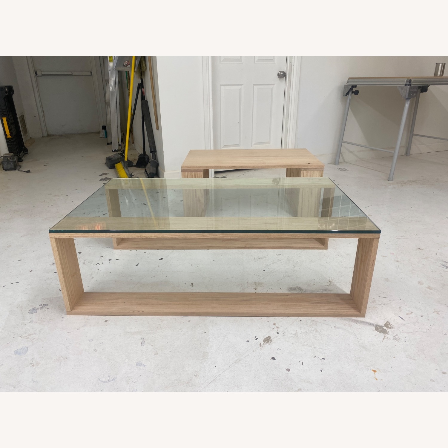 Modern Oak Wood Glass Coffee Table  - image-4