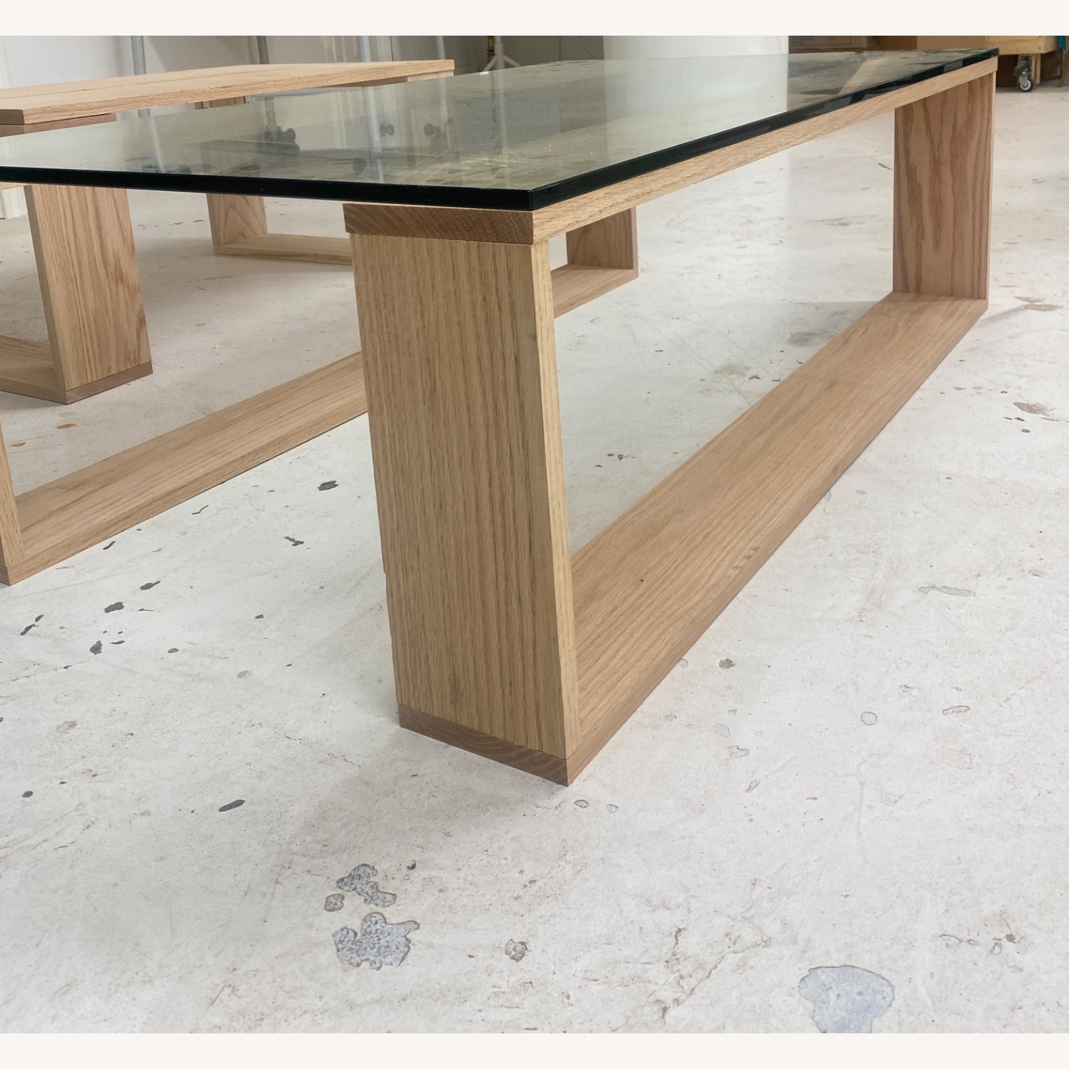 Modern Oak Wood Glass Coffee Table  - image-2